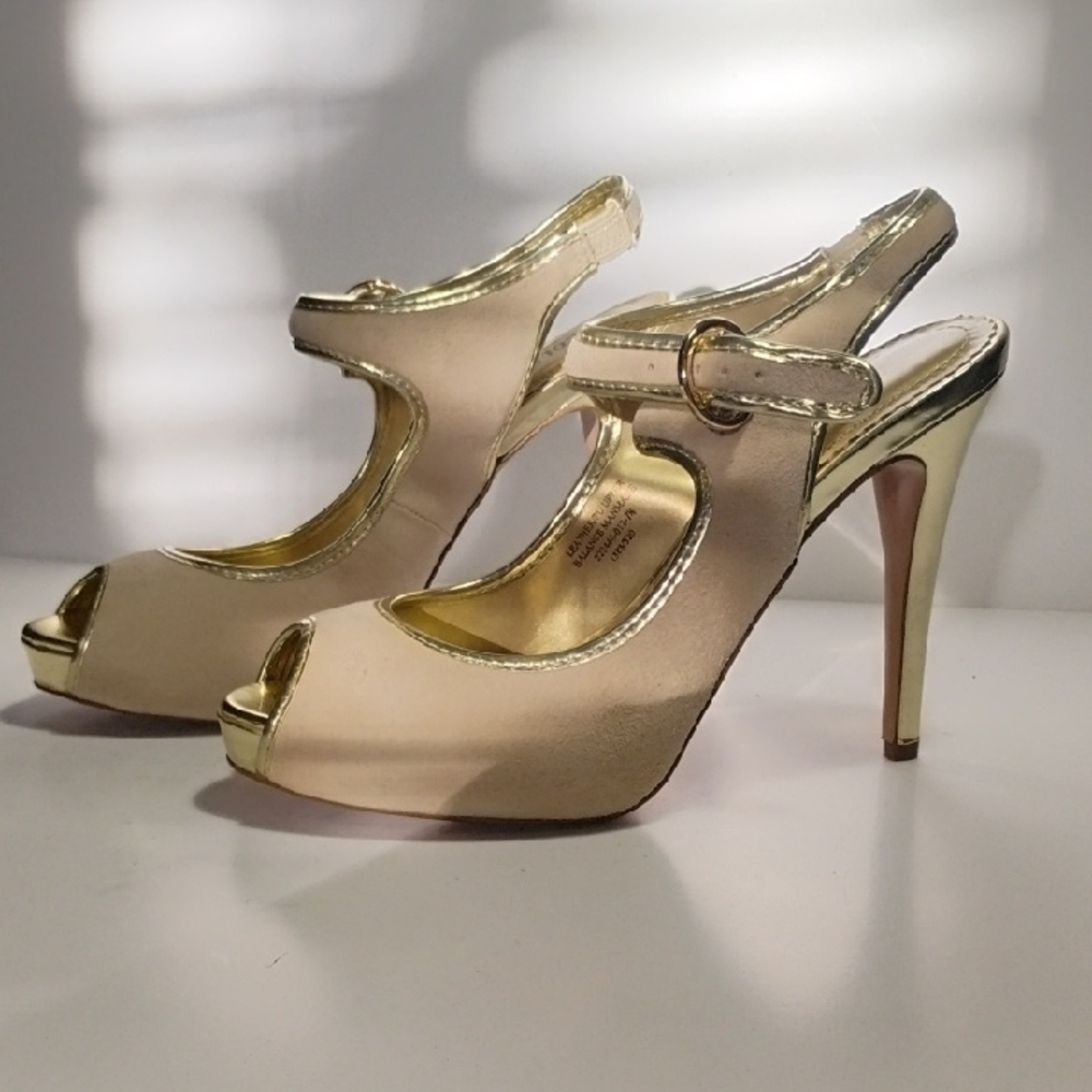 Colin Stuart Metallic Gold and Cream Heels